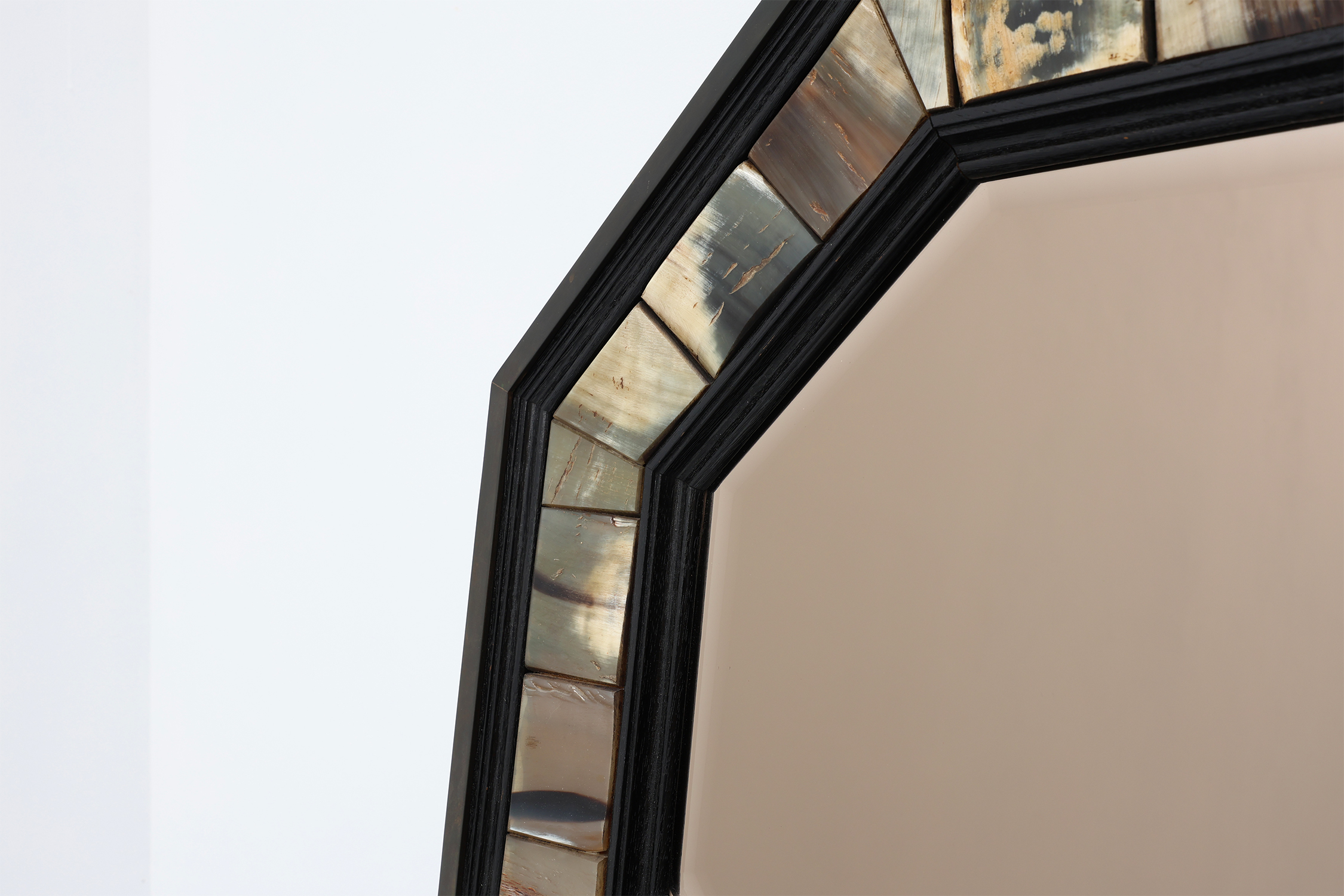 Brass and horn octagonal mirror with horn by Anthony Redmile, UK ca. 1980thumbnail